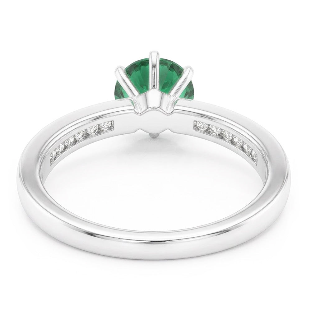 White Gold 14K 3.40 Ct Colombian Green Emerald And Natural Earth Mined Diamonds Engagement Ring New