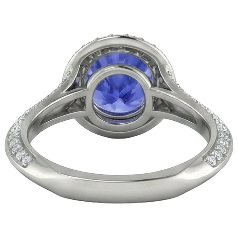White Gold 14K 3.75 Carats Tanzanite With Natural Earth Mined Diamonds Ring