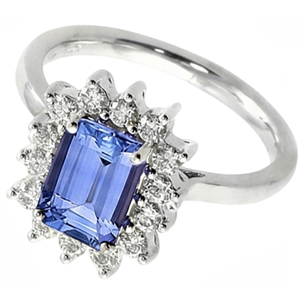 White Gold 14K 7 Ct Tanzanite And Natural Earth Mined Diamonds Ring New