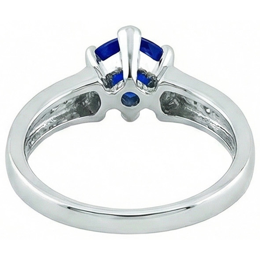 White Gold 14K Ceylon Sapphire 1.20 Carats Natural Earth Mined Diamonds Anniversary Ring
