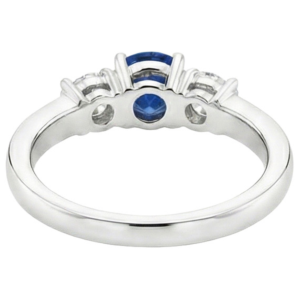 White Gold 3.40 Ct Round Sri Lanka Sapphire Natural Earth Mined Diamond Engagement Ring