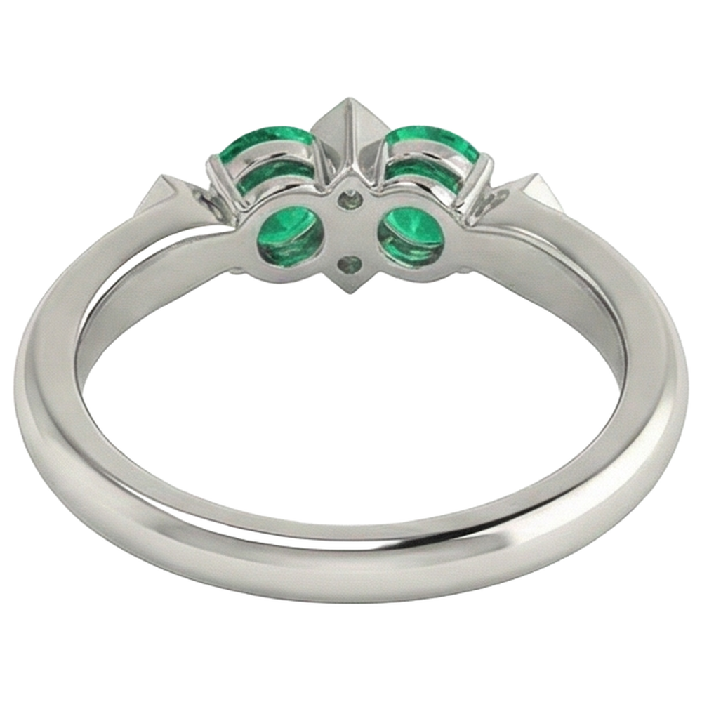 White Gold Green Emerald GIA Ring Real Gemstone Jewelry