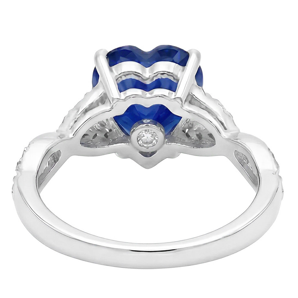 natural round sapphire 3.50ct ring profile view