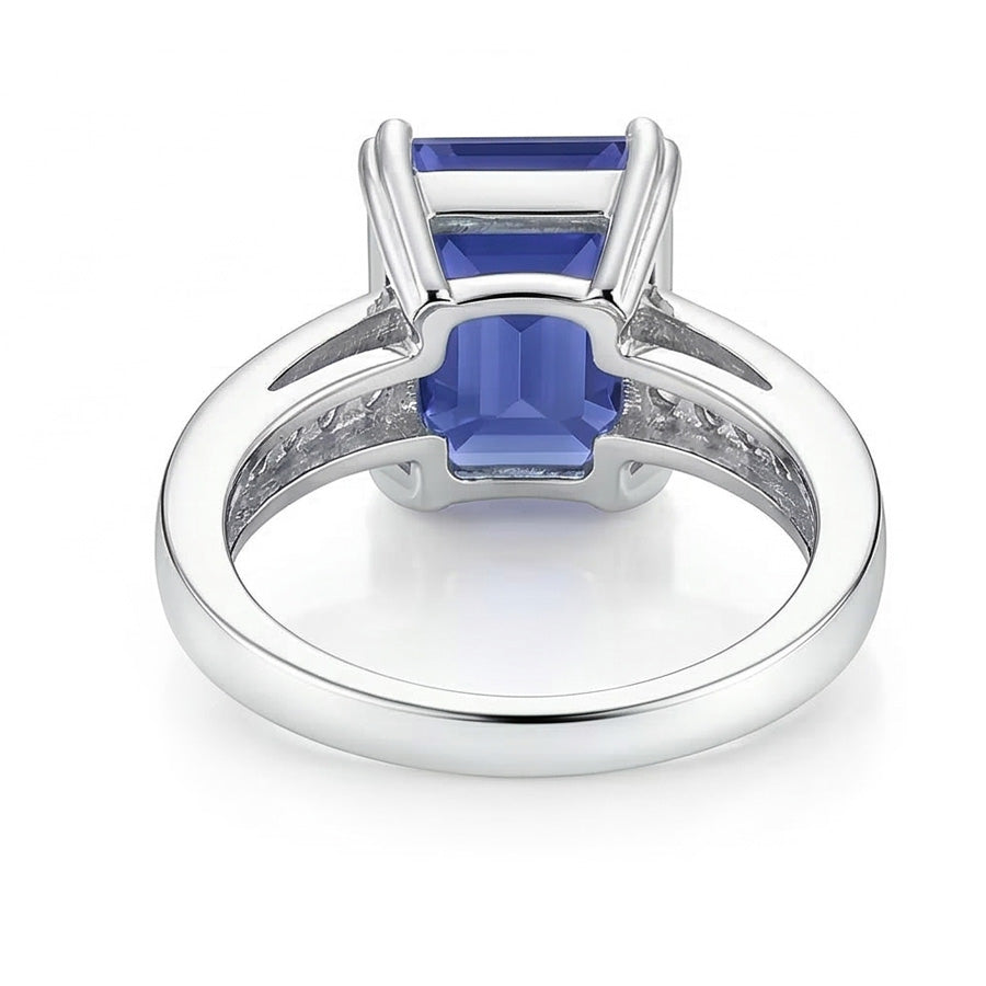 White Gold Ladies Natural Earth Mined Diamond Ring 3.25 Carats Basket Set Ceylon Sapphire