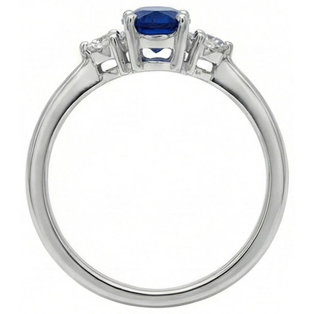 White Oval Ceylon Blue Sapphire Natural Earth Mined Diamond 4.50 Carats Ring
