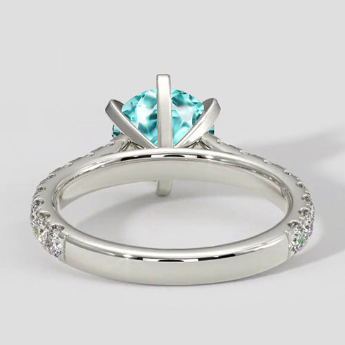 Natural Real ( Not Lab Grown ) White Gold Paraiba Pave Ring
