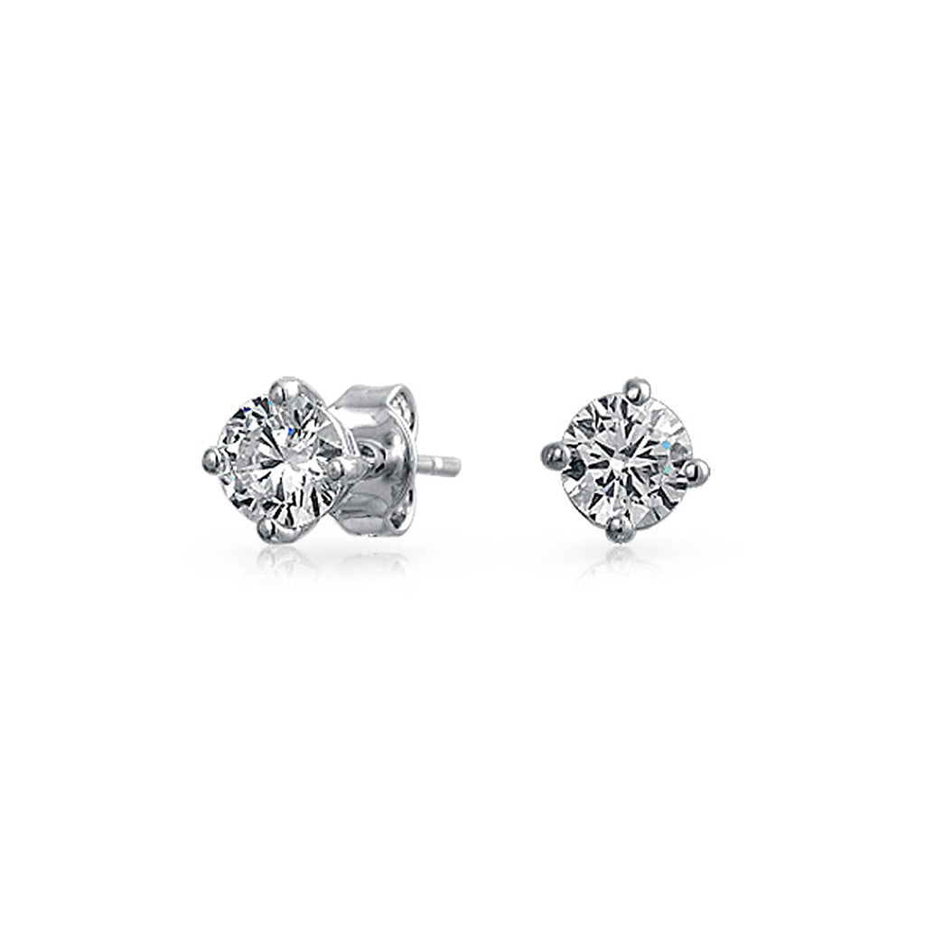 White Gold 14K GIA CERTIFIED Lab Grown Diamonds Ladies Studs Earrings 3 Carats Round Cut New