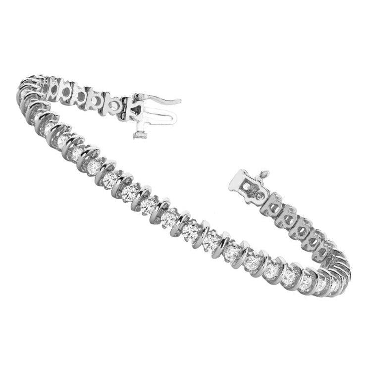 White Gold 14K Round Cut 4 Carats Sparkling Natural Earth Mined Diamonds Bracelet