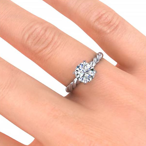 White Gold Big 7 Carats Old Miner Lab Grown Diamond Engagement Ring Twisted Shank