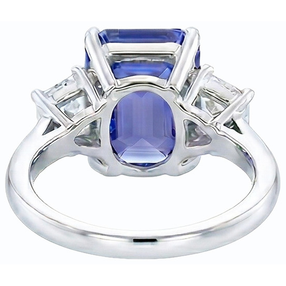 Women 3 Stone Wedding Ring Emerald Blue Sapphire & Natural Earth Mined Diamonds 4 Carats