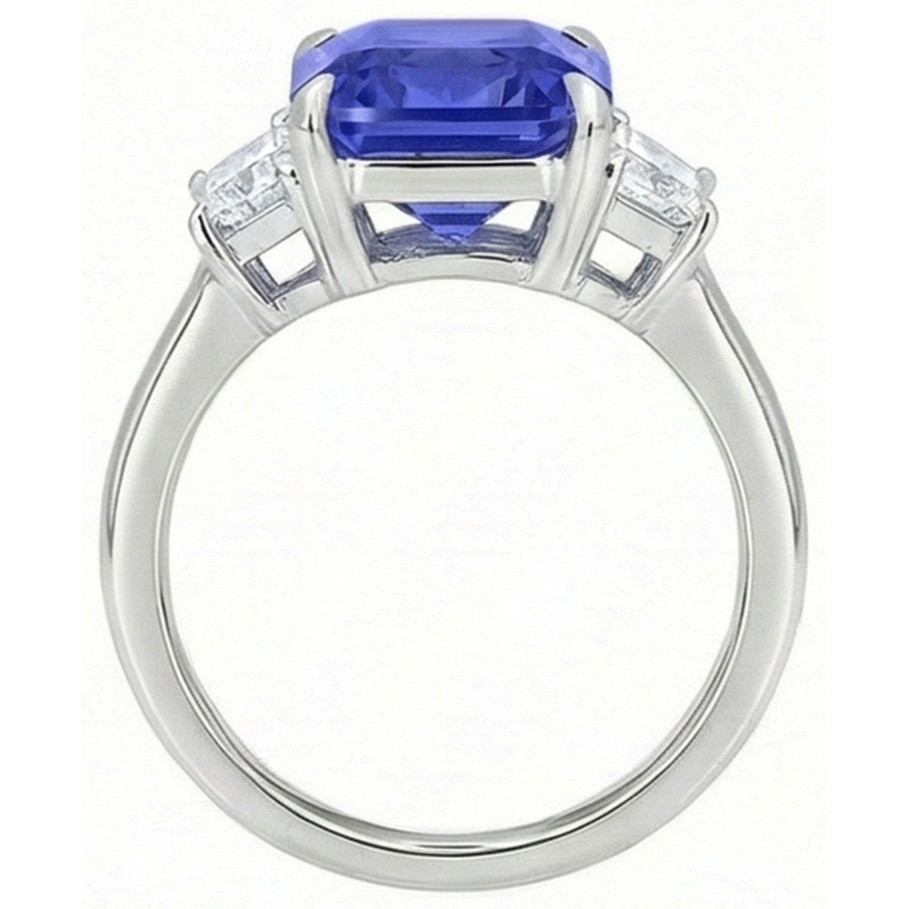 Women Anniversary Ring Emerald Natural Earth Mined Diamonds Gold Blue Sapphire 5.50 Carats