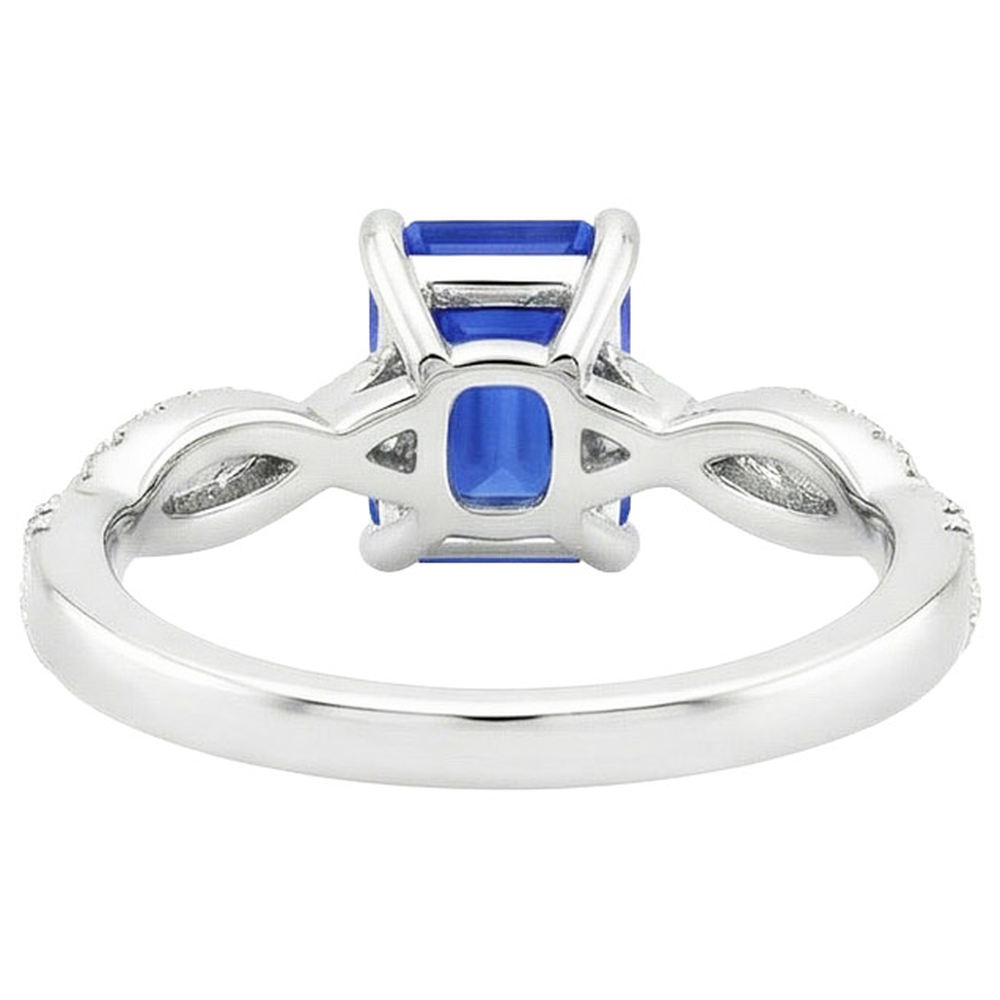 Women Engagement Natural Earth Mined Diamond Ring & Emerald Ceylon Sapphire 4.25 Carats