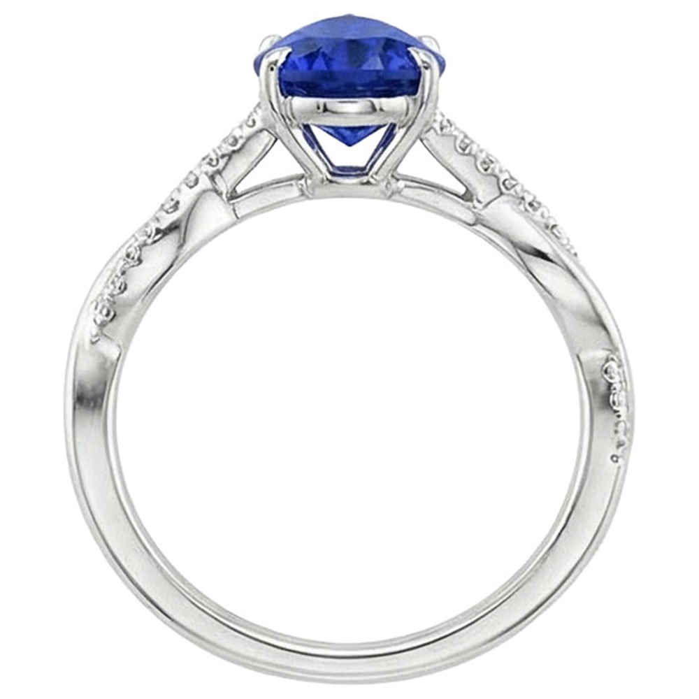 natural round sapphire 5ct ring on white background