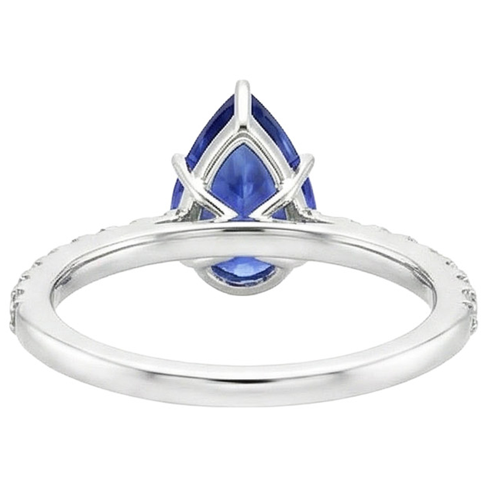 Women Gemstone Ring Blue Sapphire & Natural Earth Mined Diamond Gold Jewelry 5.25 Carats