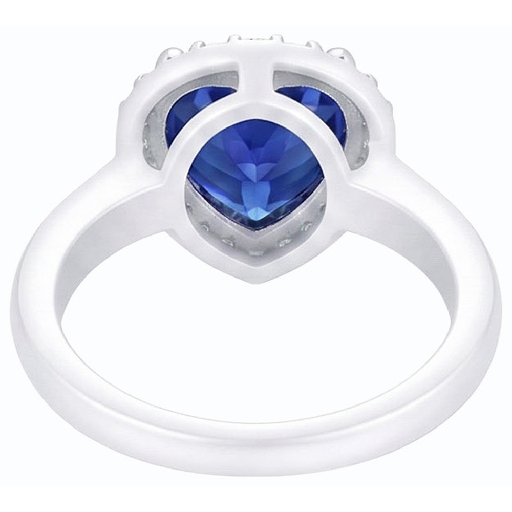 Women Halo Heart Sri Lankan Sapphire & Natural Earth Mined Diamonds Ring 3 Carats