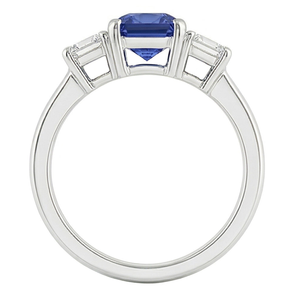 Women Natural Earth Mined Diamond Anniversary Ring Radiant Cut Ceylon Sapphire 1.50 Carats