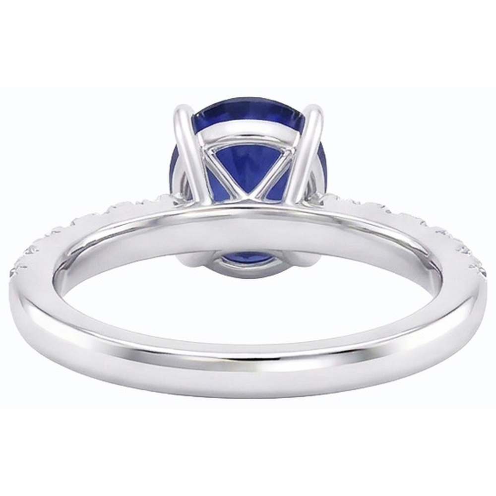 Women Solitaire Oval Cut Sapphire Ring & Accented Natural Earth Mined Diamonds 5.50 Carats