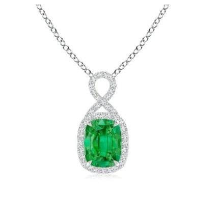 natural round emerald 7.65ct pendant front view