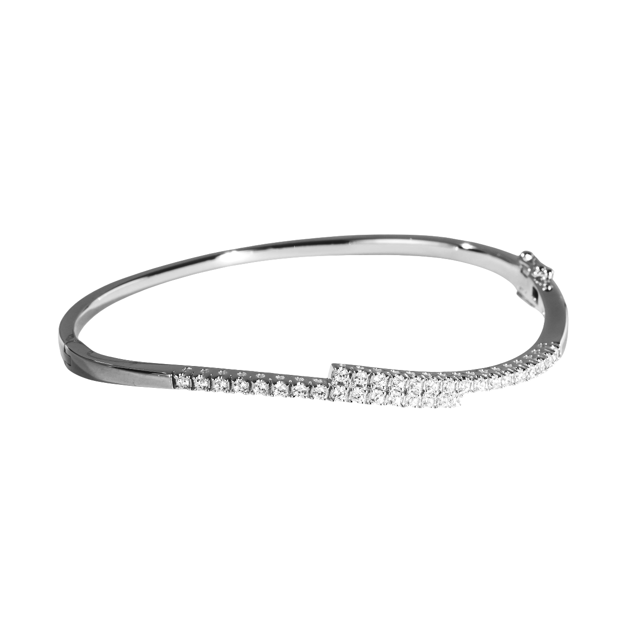 Women Bangle 1.60 Carats Round Cut Real Natural Earth Mined Diamonds White Gold 14K