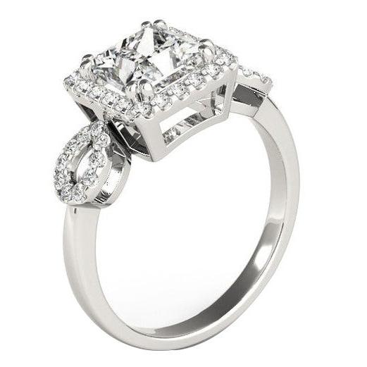 Women Ring Halo Cushion Old Miner & Round Big Lab Grown Diamond Split Shank 11 Carats