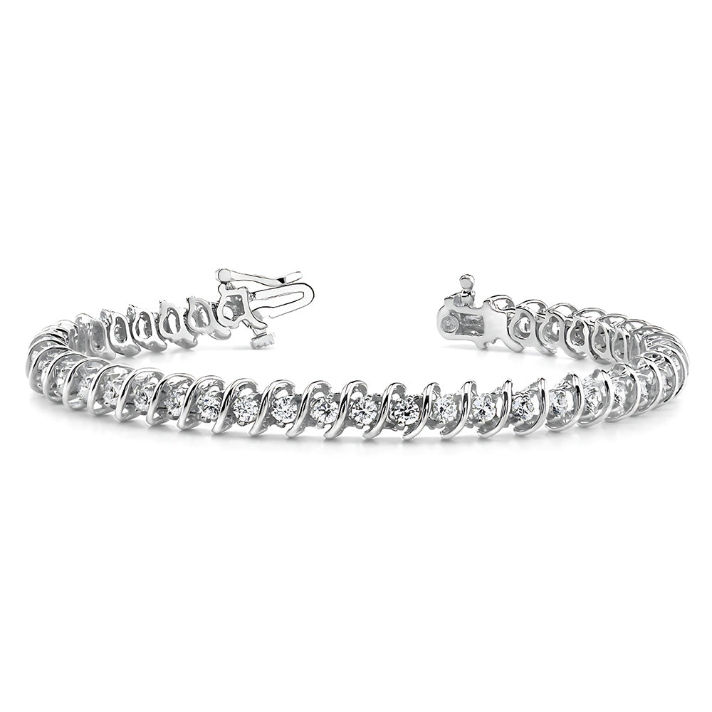 Women Tennis Bracelet 7.60 Carats Round Cut Lab Grown Diamonds White Gold