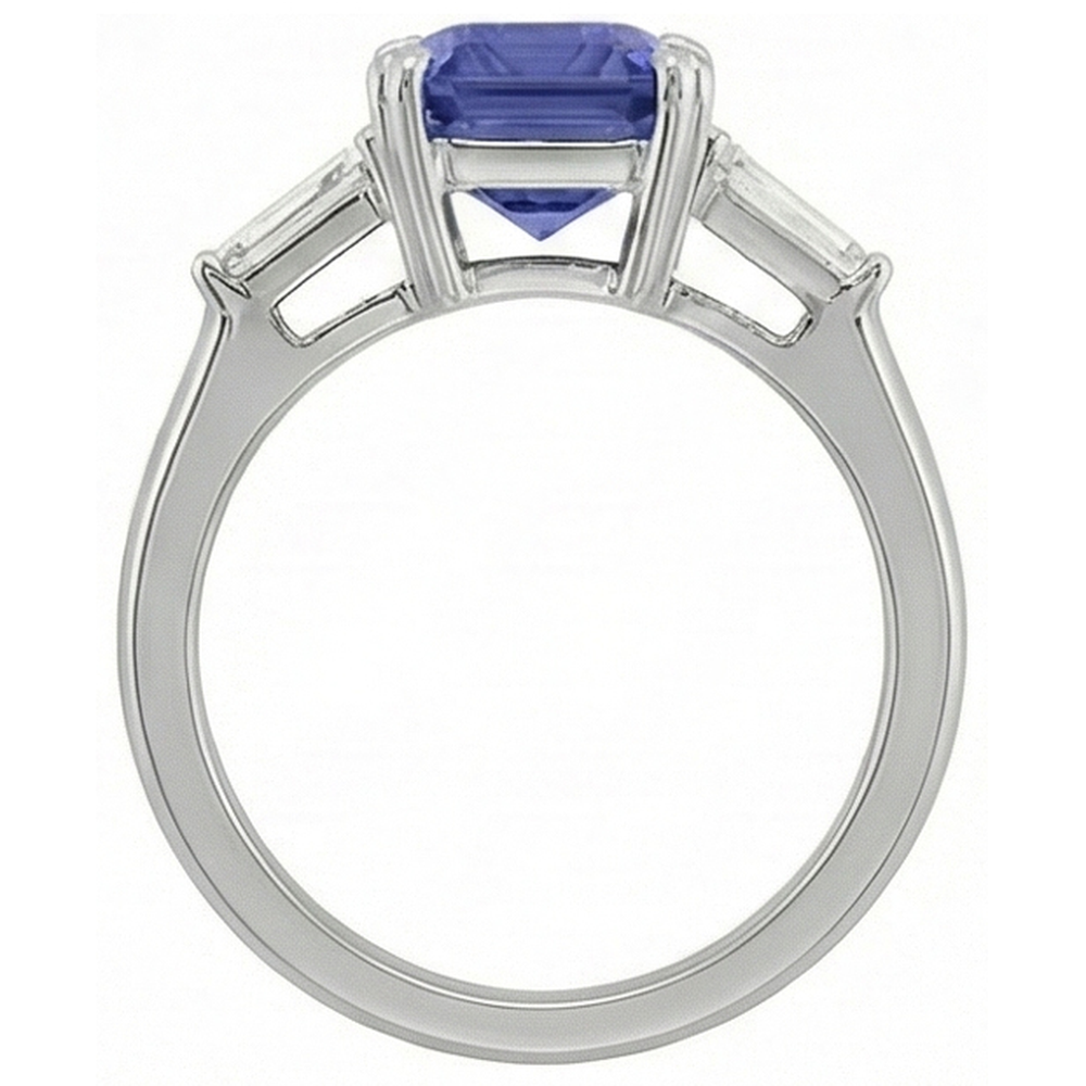 Women's Anniversary Ring 3 Carats Baguette Natural Earth Mined Diamonds Ceylon Sapphire