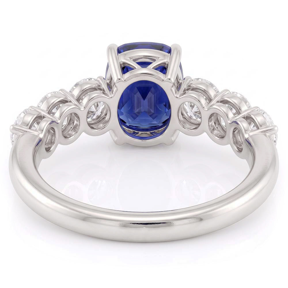 Women's Anniversary Ring Round Natural Earth Mined Diamond & Sapphire Gemstone 2.50 Carats