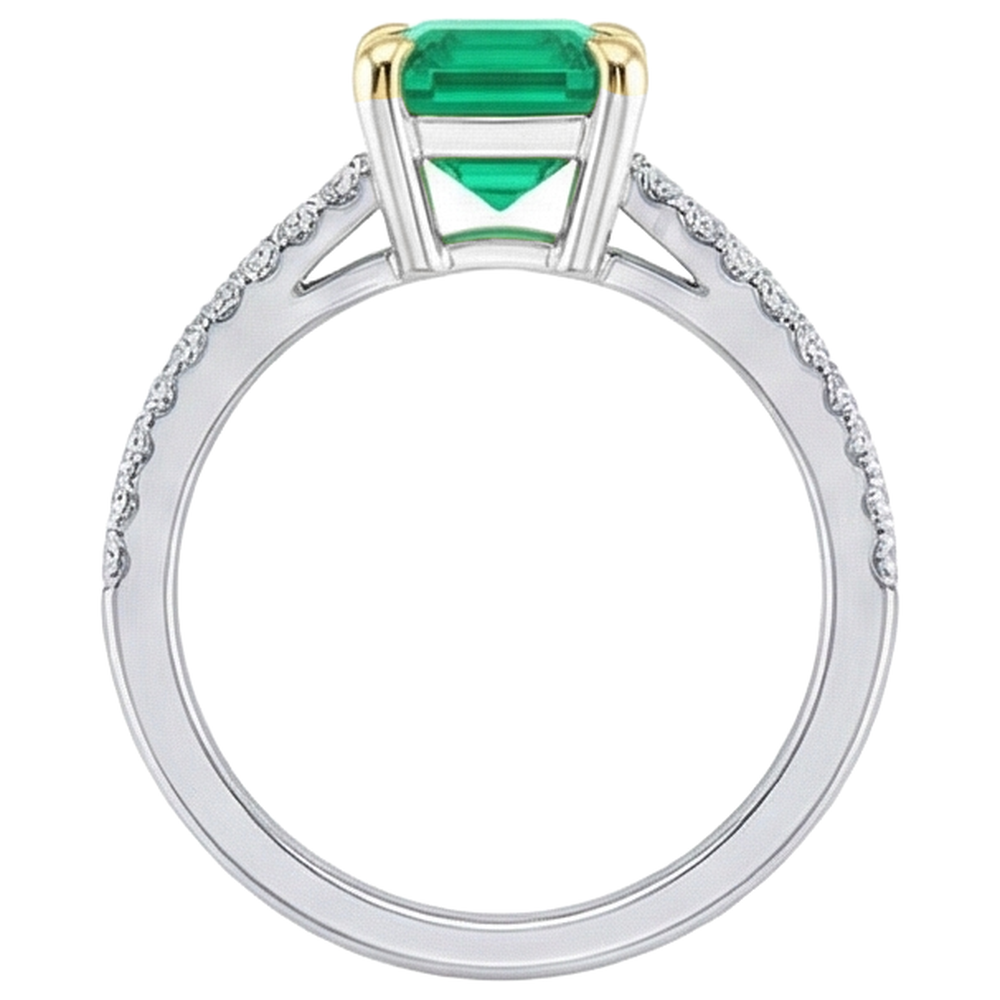 Natural Real ( Not Lab Grown ) Women’s Gemstone Engagement Ring Green Emerald GIA Split Shank