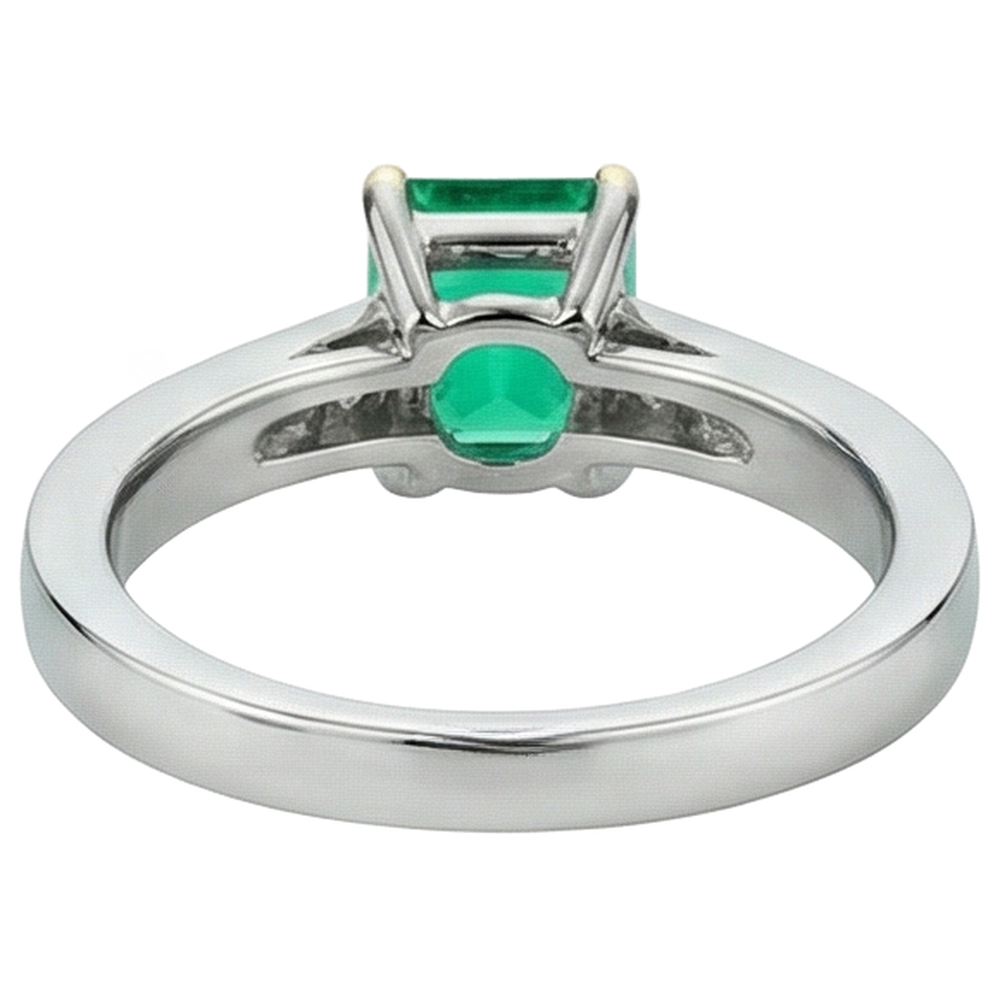 Natural Real ( Not Lab Grown ) Women’s Gemstone Ring Green Emerald GIA Prong Setting