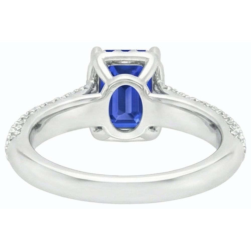 Women’s Halo Blue Sapphire Wedding Ring & Natural Earth Mined Diamond Accents 3.50 Carats