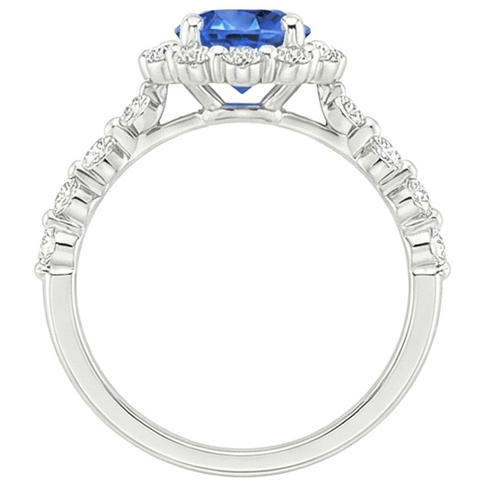 Women's Natural Earth Mined Diamond Jewelry Flower Style Halo Ceylon Sapphire 3 Carats New