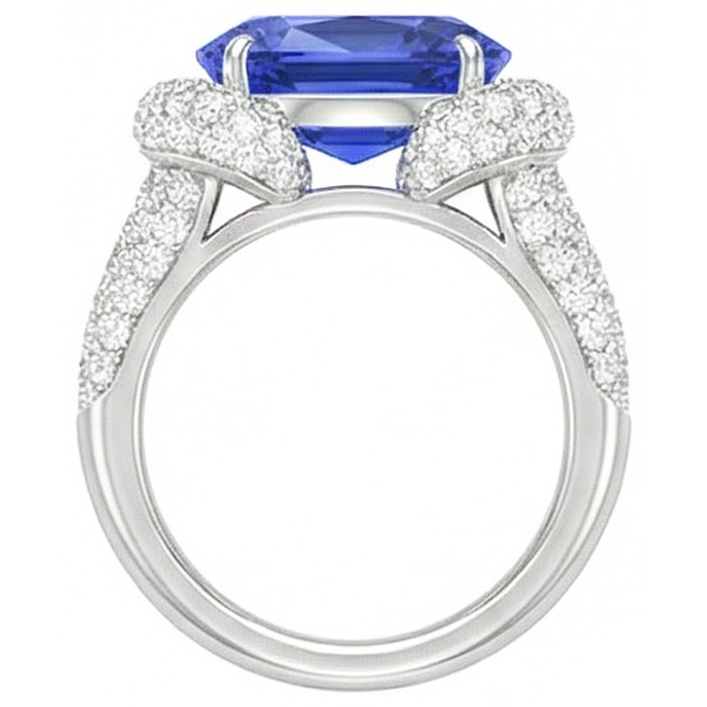 Women’s Natural Earth Mined Diamond Ring Oval Blue Sapphire 4 Carats Gold 14K Jewelry