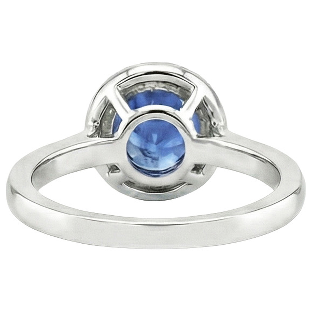 Womens Natural Earth Mined Diamond Halo Ring Ceylon Sapphire Gemstone Accented 2.50 Carats