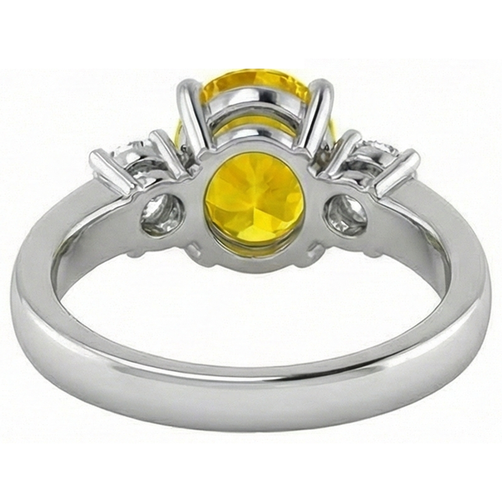 Yellow Sapphire And Natural Earth Mined Diamonds 3.70 Ct Wedding Ring White Gold 14K