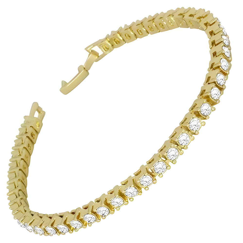 Yellow Gold 10K Lady Lab Grown Diamond Tennis Bracelet 8.10 Carats Fine Jewelry