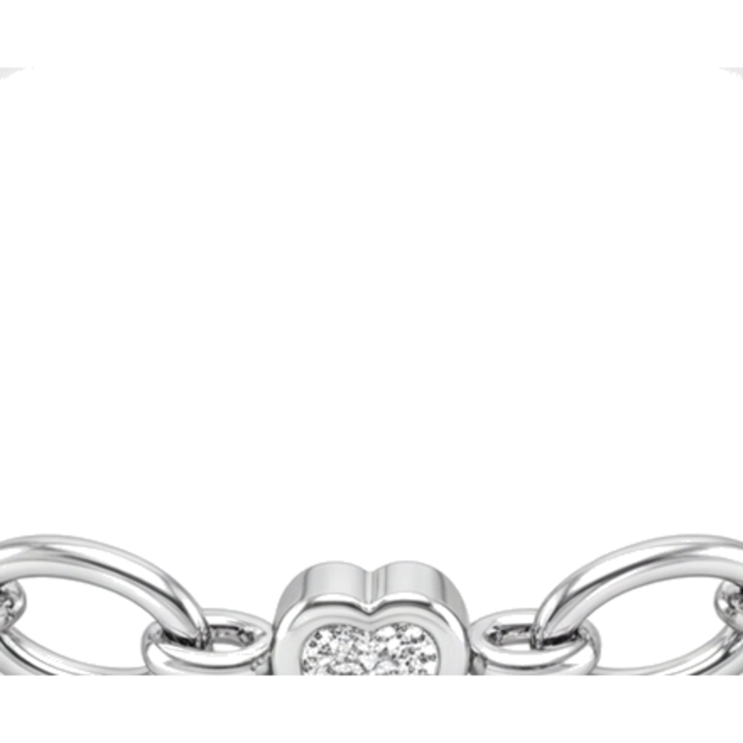 Diamond Heart Bracelet 3 Carat Lab Grown Station Oval Link 14K White Gold 7 Inch