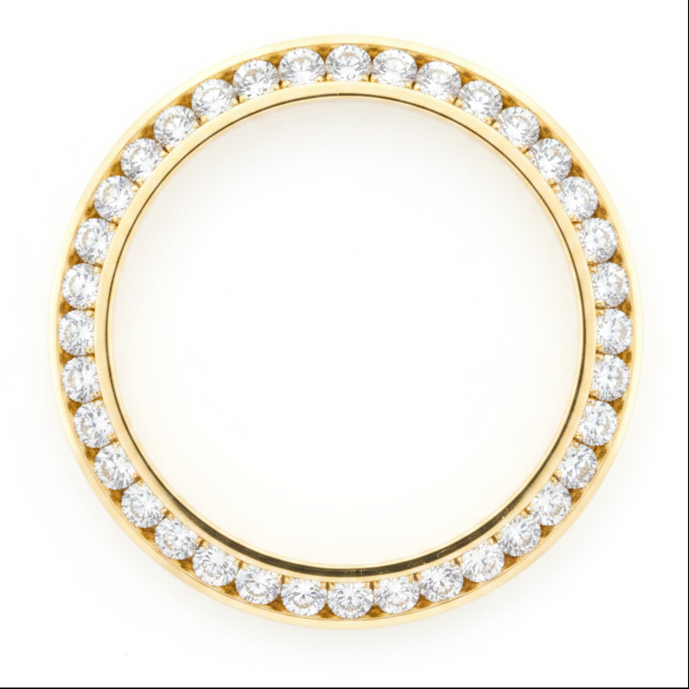 Diamond Watch Bezel 1 Carat 28 mm To Fit Rolex Datejust Natural 14K Yellow Gold Round Channel