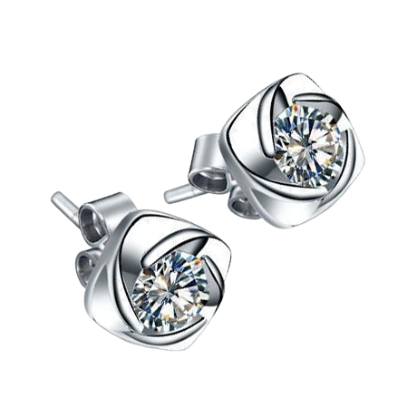 Flower Style 1.00 Carats Real Natural Earth Mined Diamonds Studs Earrings White Gold 14K