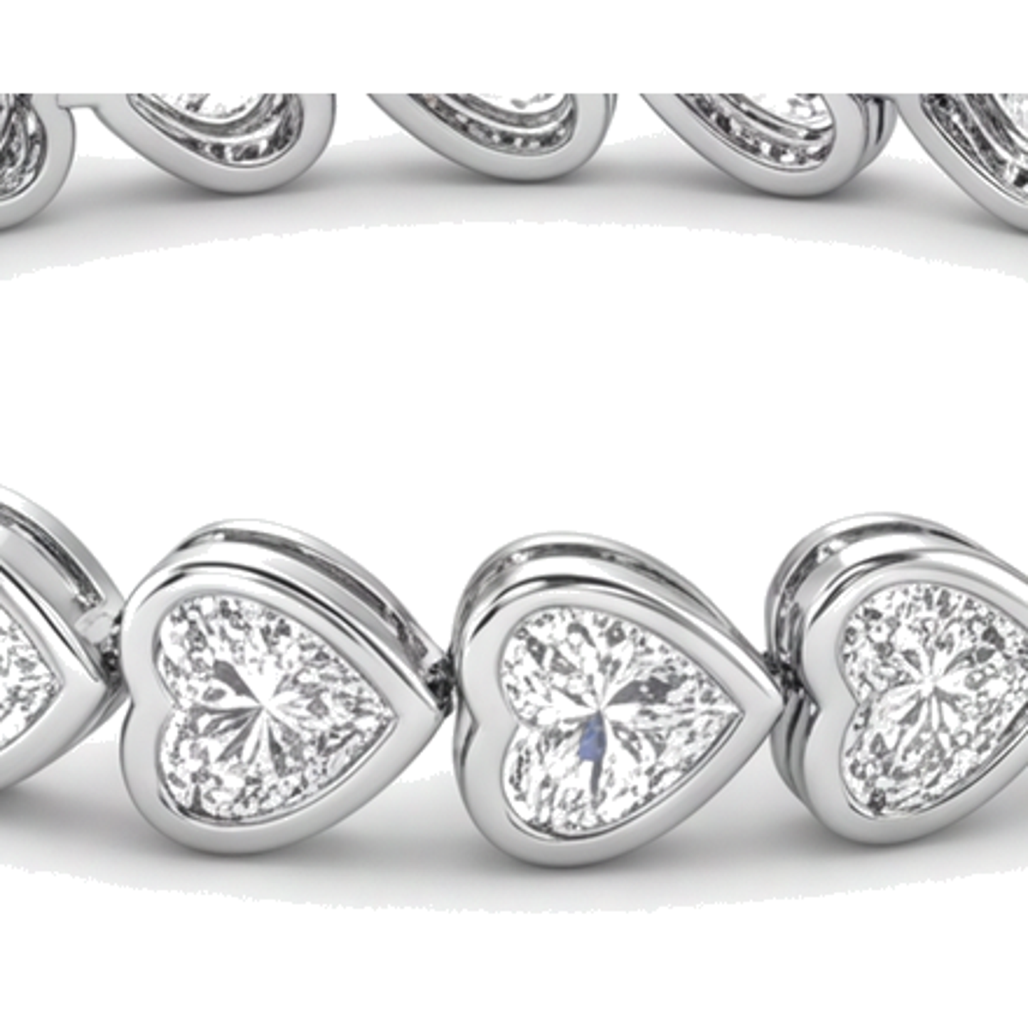 Lab Grown Diamond Tennis Bracelet 8 Carat Heart Bezel 14K White Gold 7 Inch