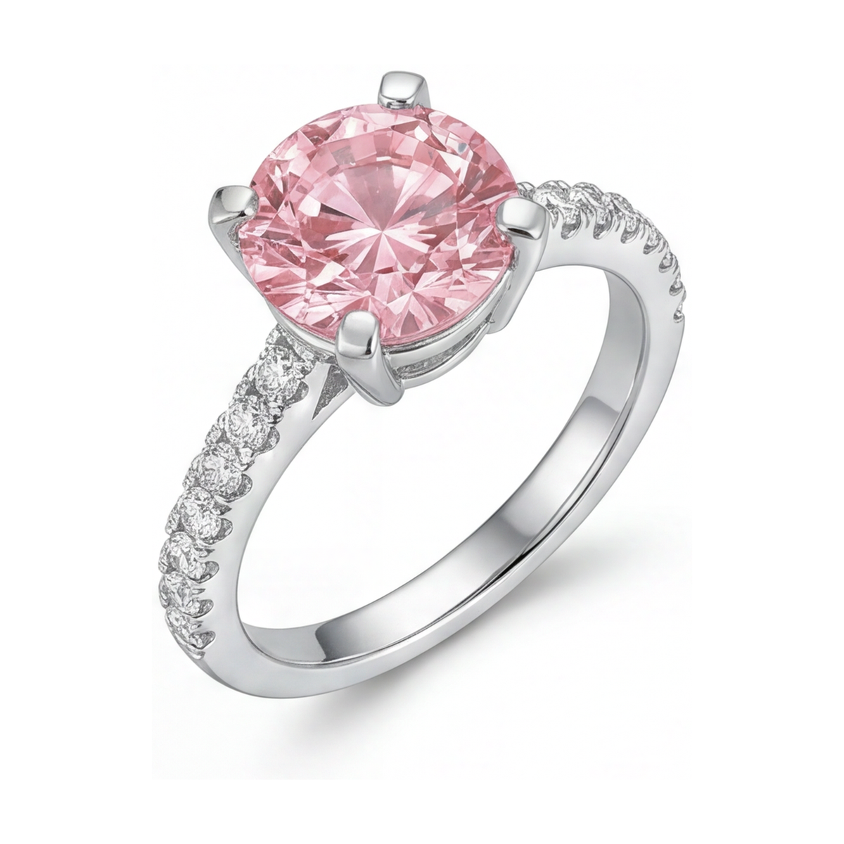 Pink Diamond Anniversary Ring 1.66 Carat Round