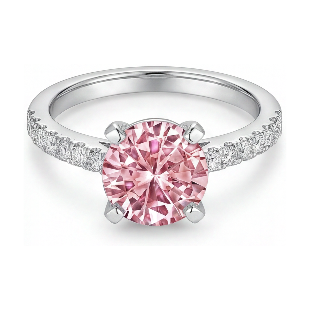 Pink Diamond Anniversary Ring 1.66 Carat Round