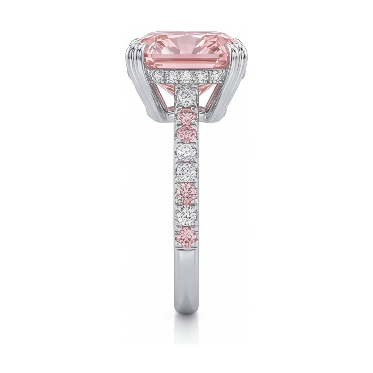 Pink Diamond Anniversary Ring 4.4 Carat Cushion