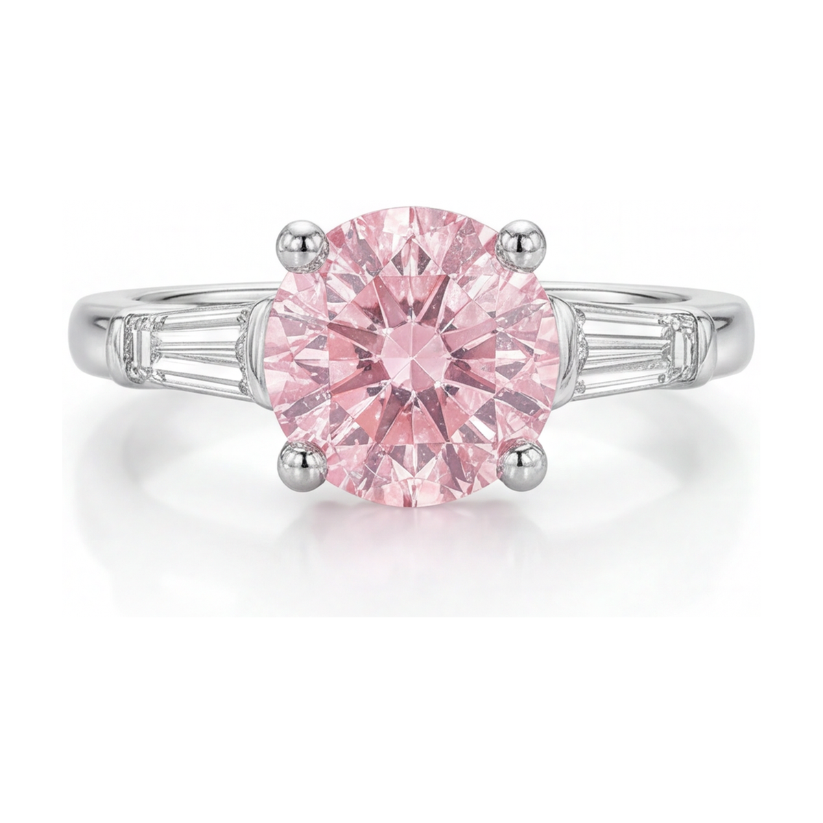 Pink Diamond Engagement Ring 3.1 Carat Round
