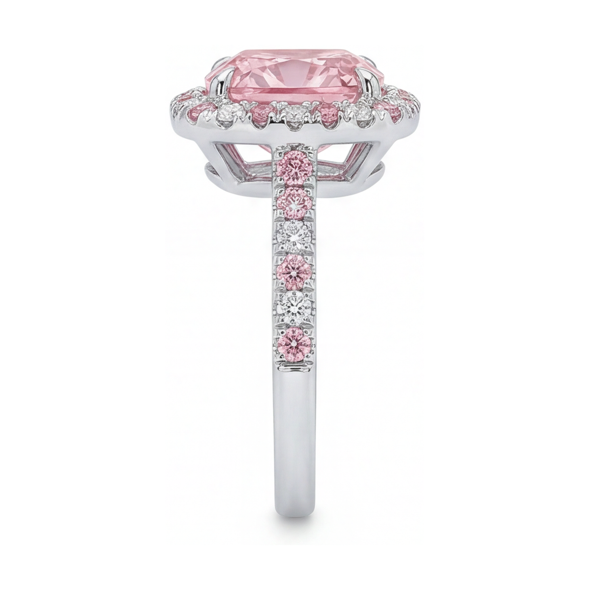 Pink Diamond Engagement Ring 3.2 Carat Cushion