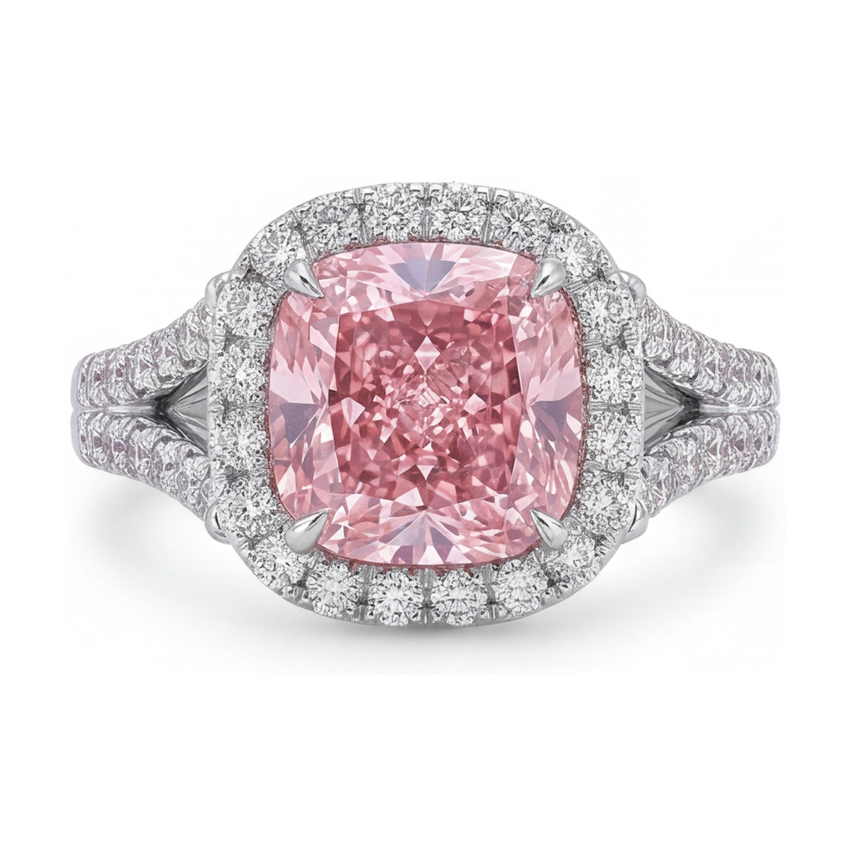 Pink Diamond Engagement Ring 4.1 Carat Cushion