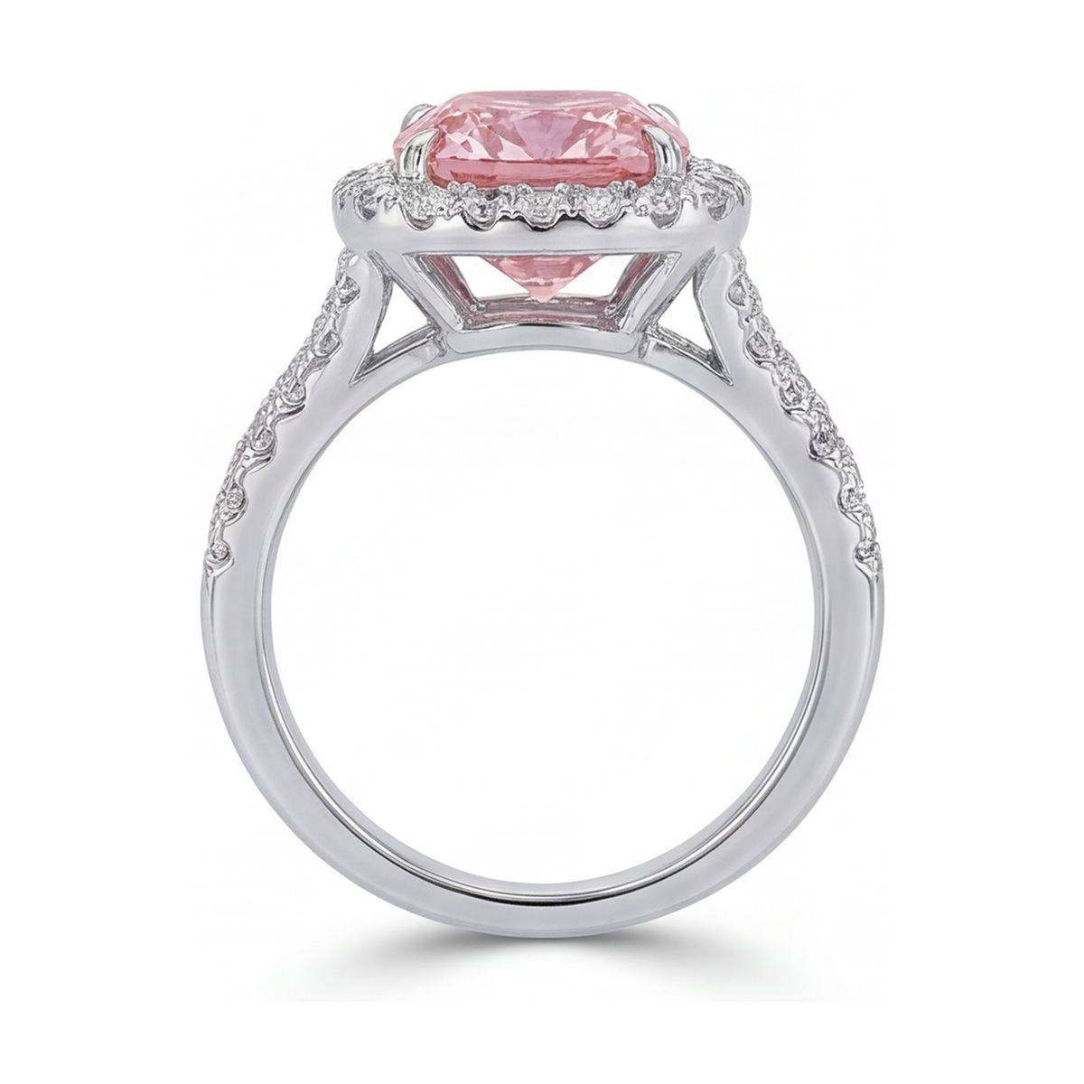 Pink Diamond Engagement Ring 4.1 Carat Cushion