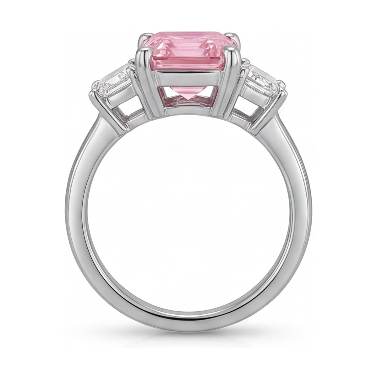 Pink Diamond Engagement Ring 4 Carat Emerald