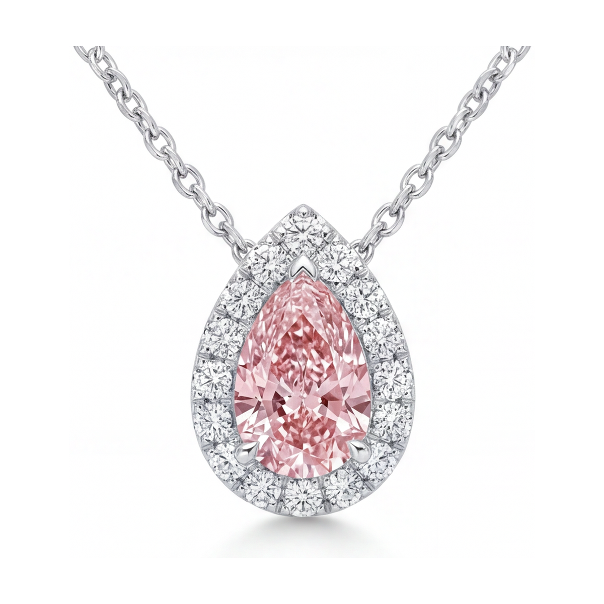 Pink Diamond Necklace 1.9 Carat Pear