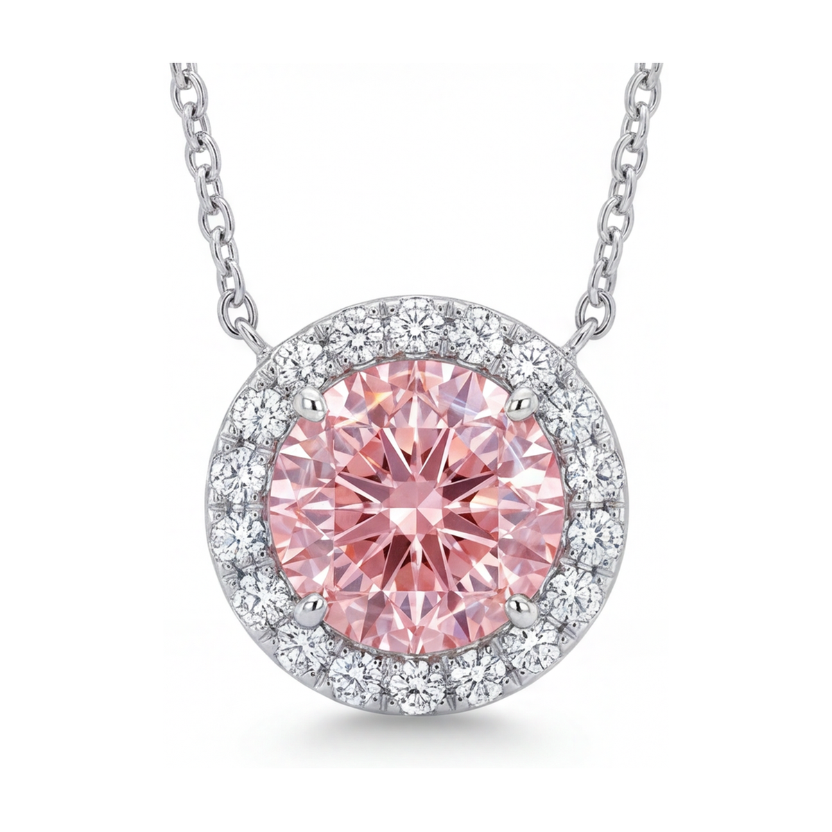 Pink Diamond Necklace 2.4 Carat Round