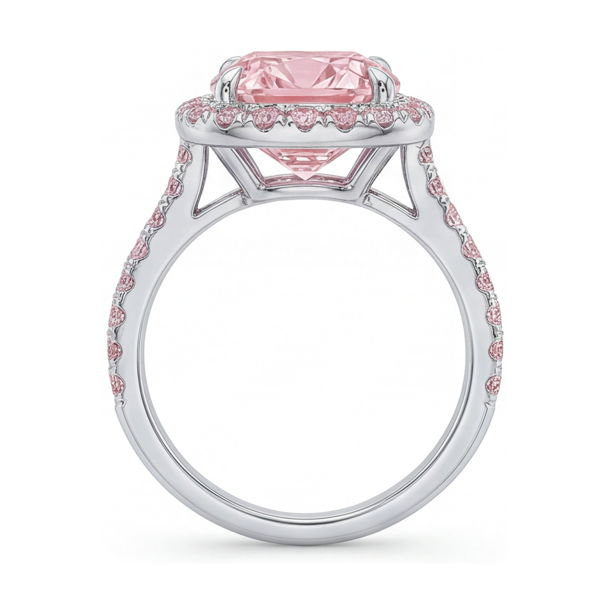 Pink Diamond Ring 3.8 Carat Cushion